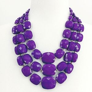 Hush Bib Necklace & Earrings Set Purple Multifaceted Chunky Beads NWT